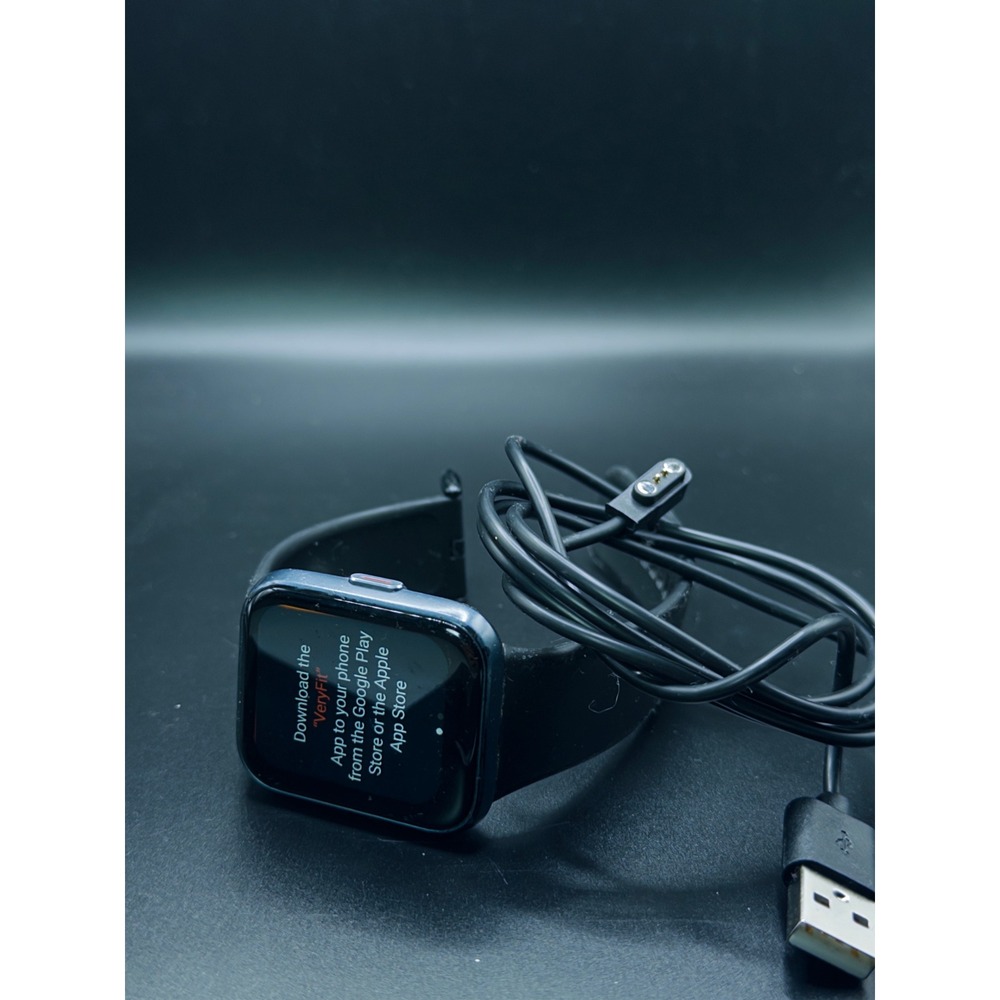 Spade & Co Smartwatch Black Silicone Band VeryFit App w/ Charging Cable
